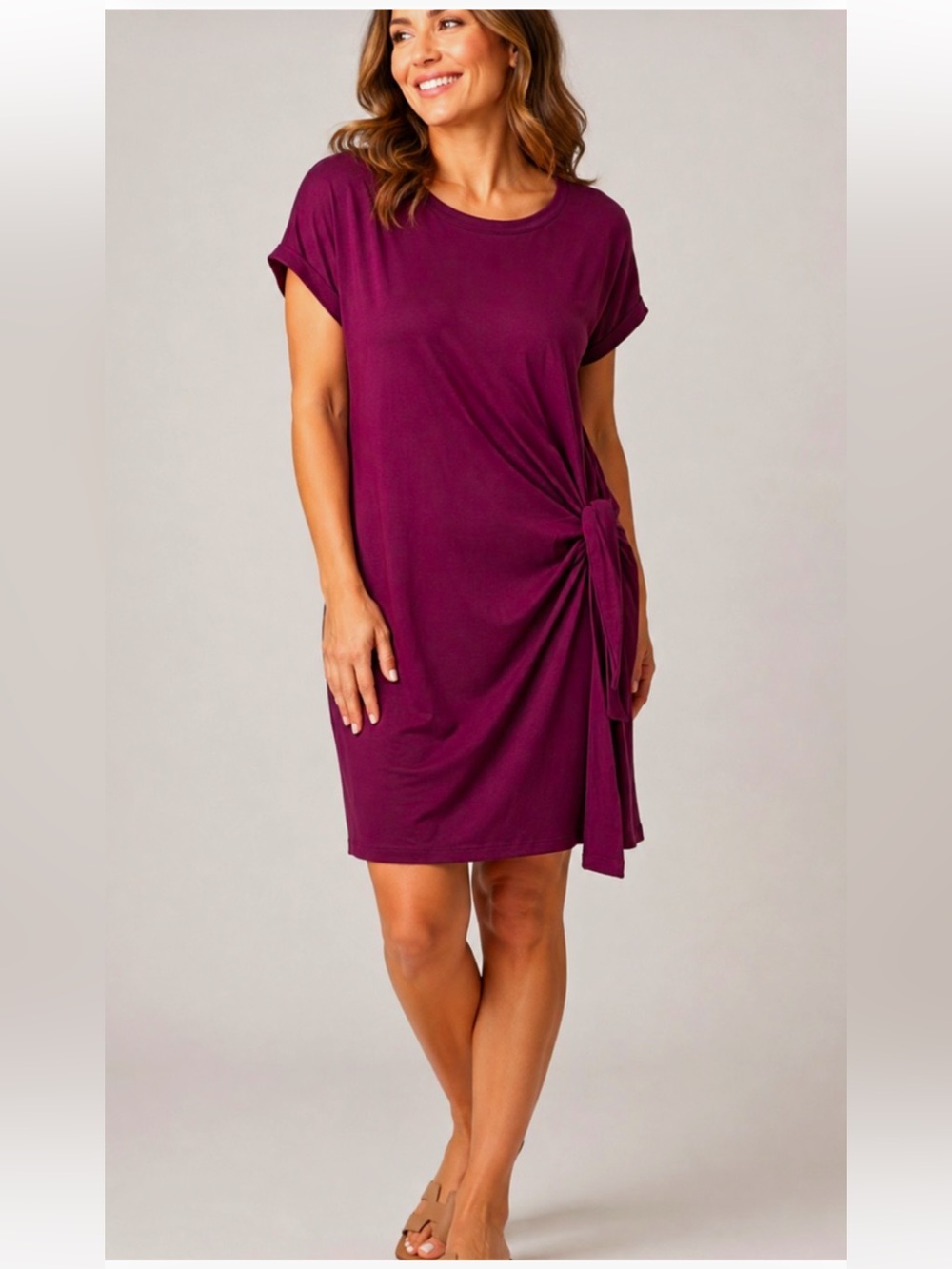 Cable & Gauge Magenta Side-Tie Shift Dress